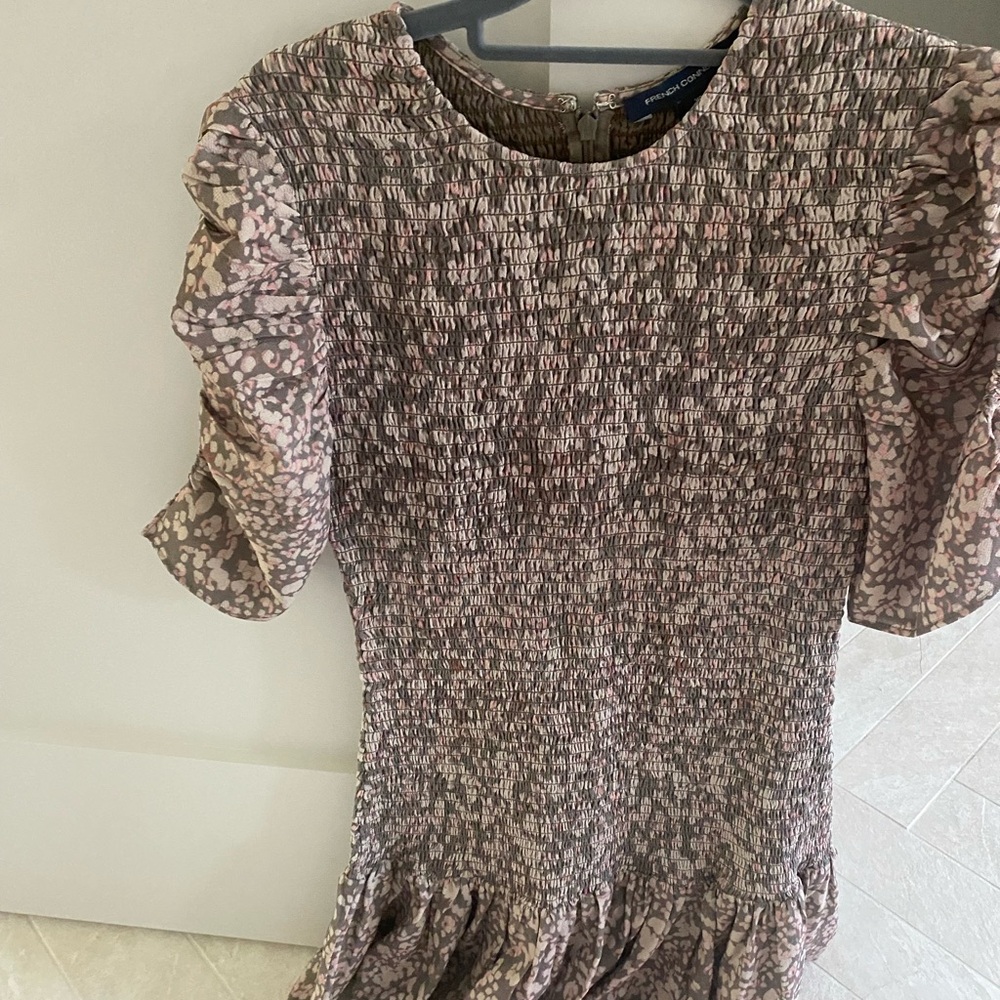 French connection size xs cheetah print mini dress with puff sleeves